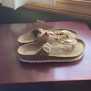 Birkenstock size 37 oiled leather cognac Gizeh sandals